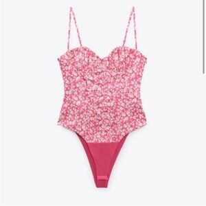 Zara Pink & White Floral Corset Top